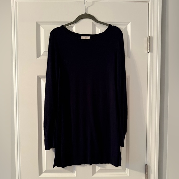 Loft Outlet | Navy Blue Long Waffle Sleeve Tunic Sweater | Size M - Picture 1 of 7